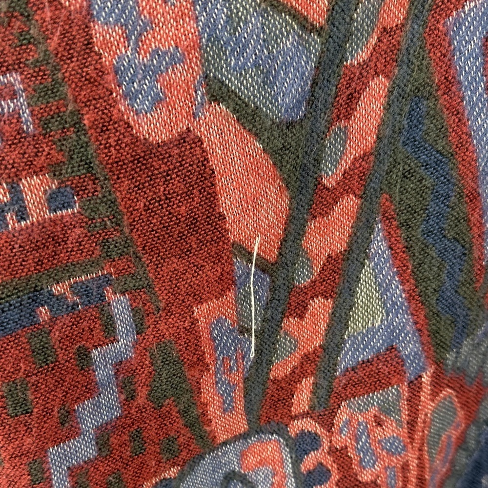A&F Cottagecore Western Whimsgoth Boho Art Burgundy/Blue Patterned Poncho SzOS - Picture 9 of 12